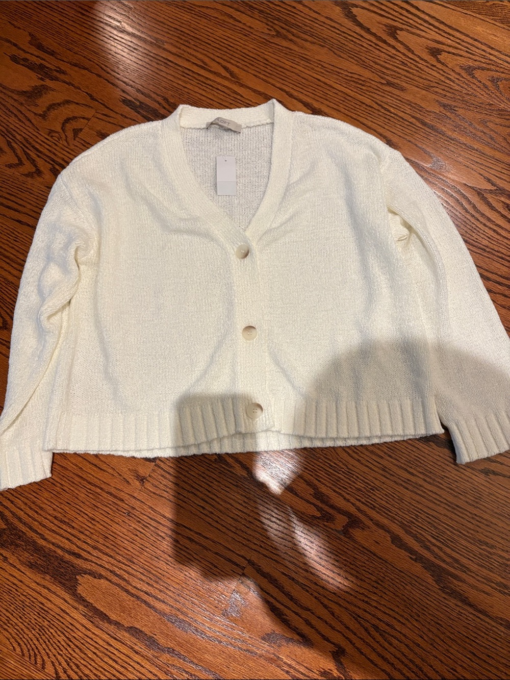 LOFT Soft Cream V-Neck Button Cardigan Sweater - Women